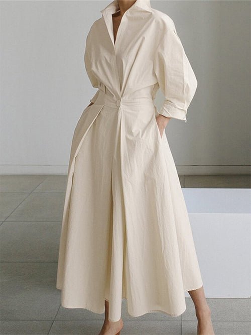 Lucie Robe Midi Femme – Coupe flatteuse avec boutons et design léger & intemporel