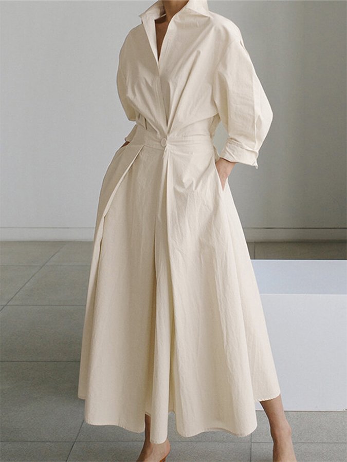Lucie Midi Dress for Women – Flattering Cut with Buttons and Lightweight, Timeless Design