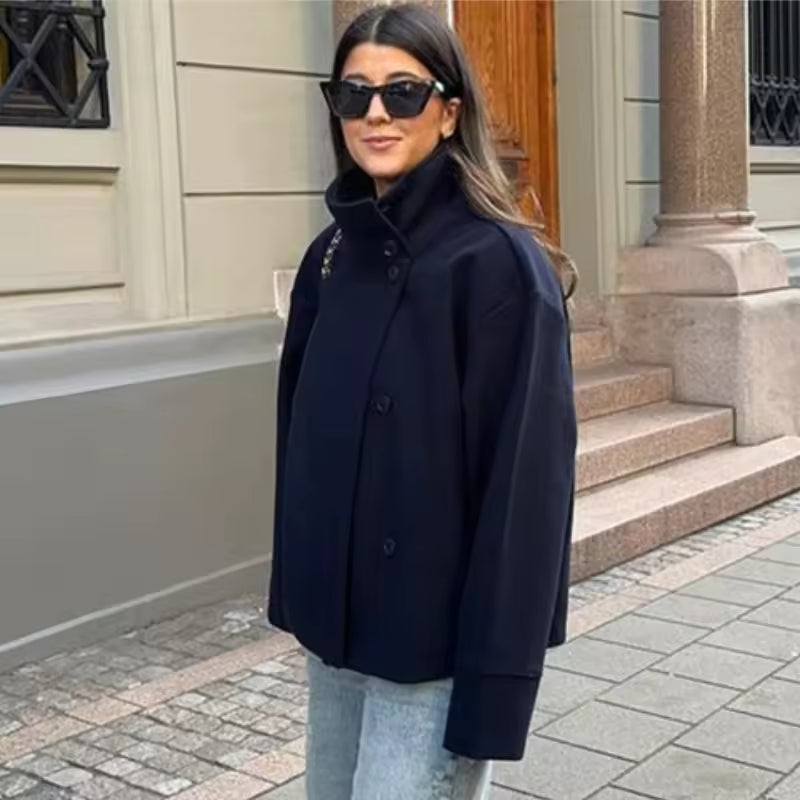 Elise Manteau Court Femme – Élégant, Confortable et Polyvalent à Double Boutonnage