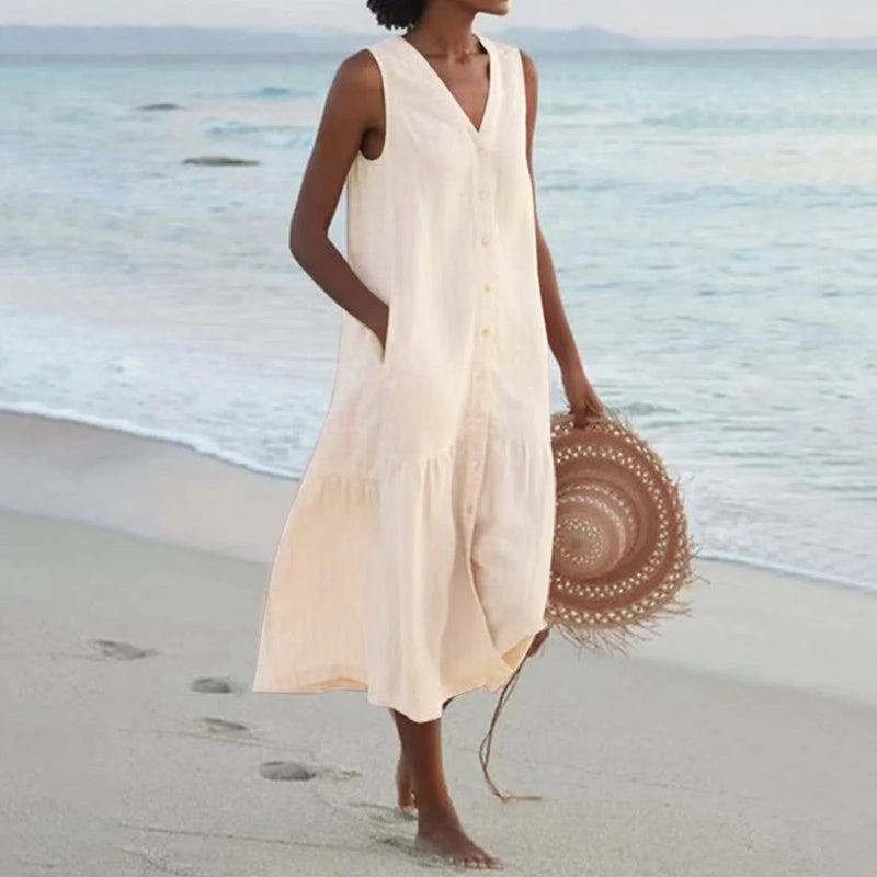 Summer Dress for Women Lena – Elegant V-Neck Dress with Airy Cut & Timeless Design