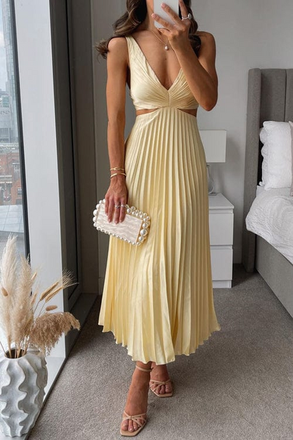 Melodie Robe Plissée Satinée Femme – Tissu Luxueux et Doux & Coupe Élégante et Flatteuse