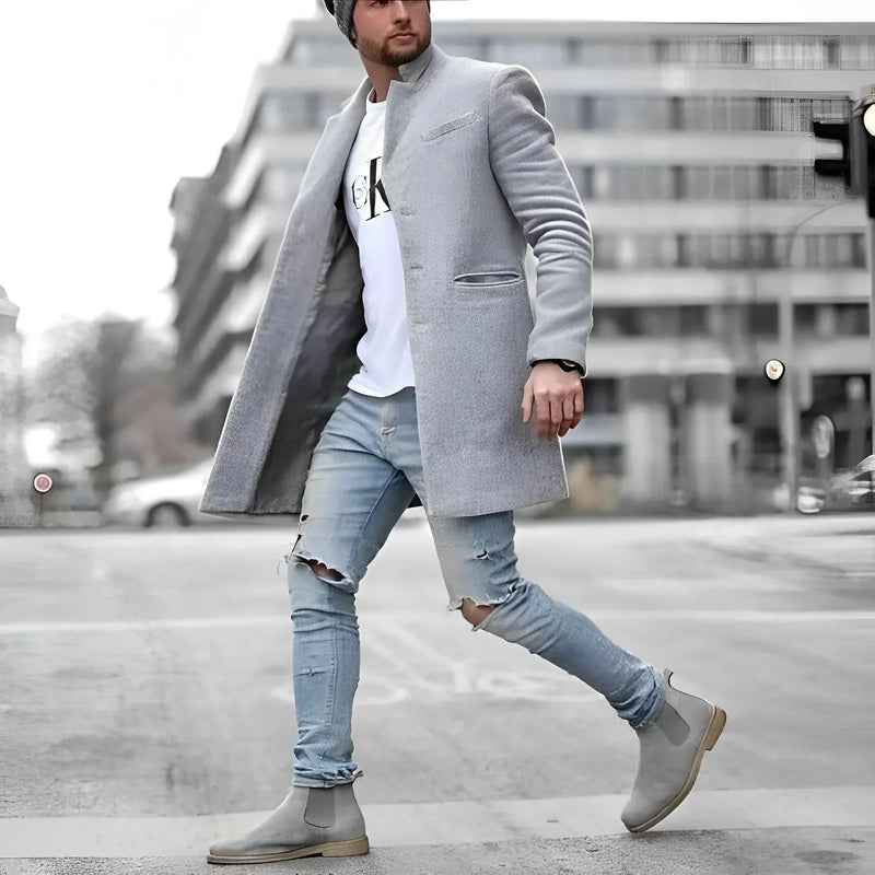 James Long Coat for Men – Elegant Long Duster in Warm Wool with Timeless Style
