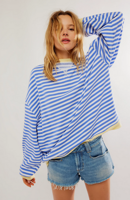 Mare Pull Femme Oversize – Sweat Rayé Confortable & Casual au Style Moderne