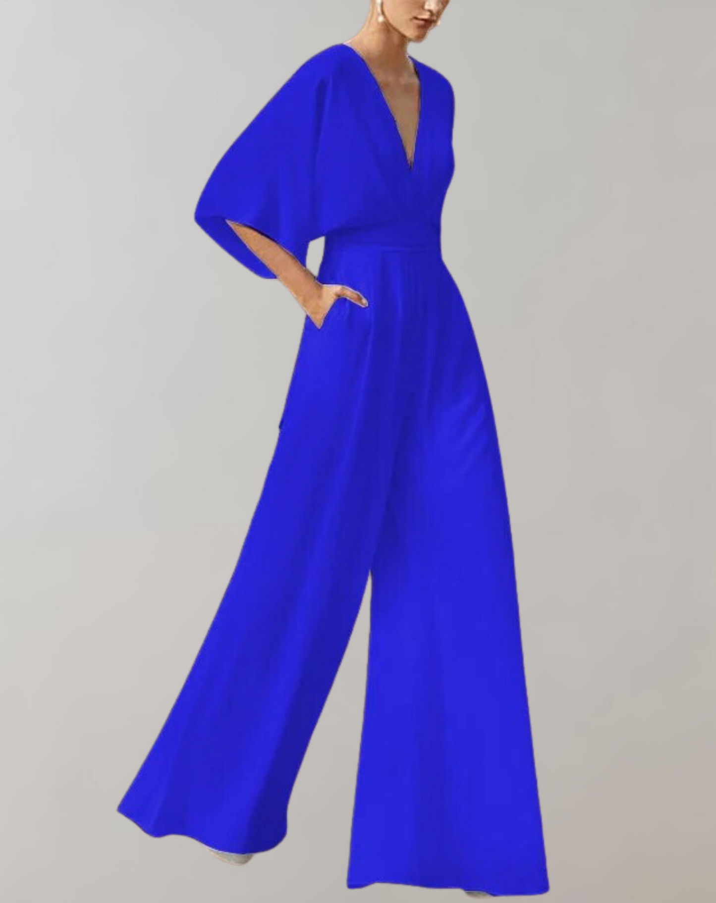 Suzette Women's Jumpsuit – Elegant Jumpsuit with Deep V-Neck & Wide Legs for a Refined Look