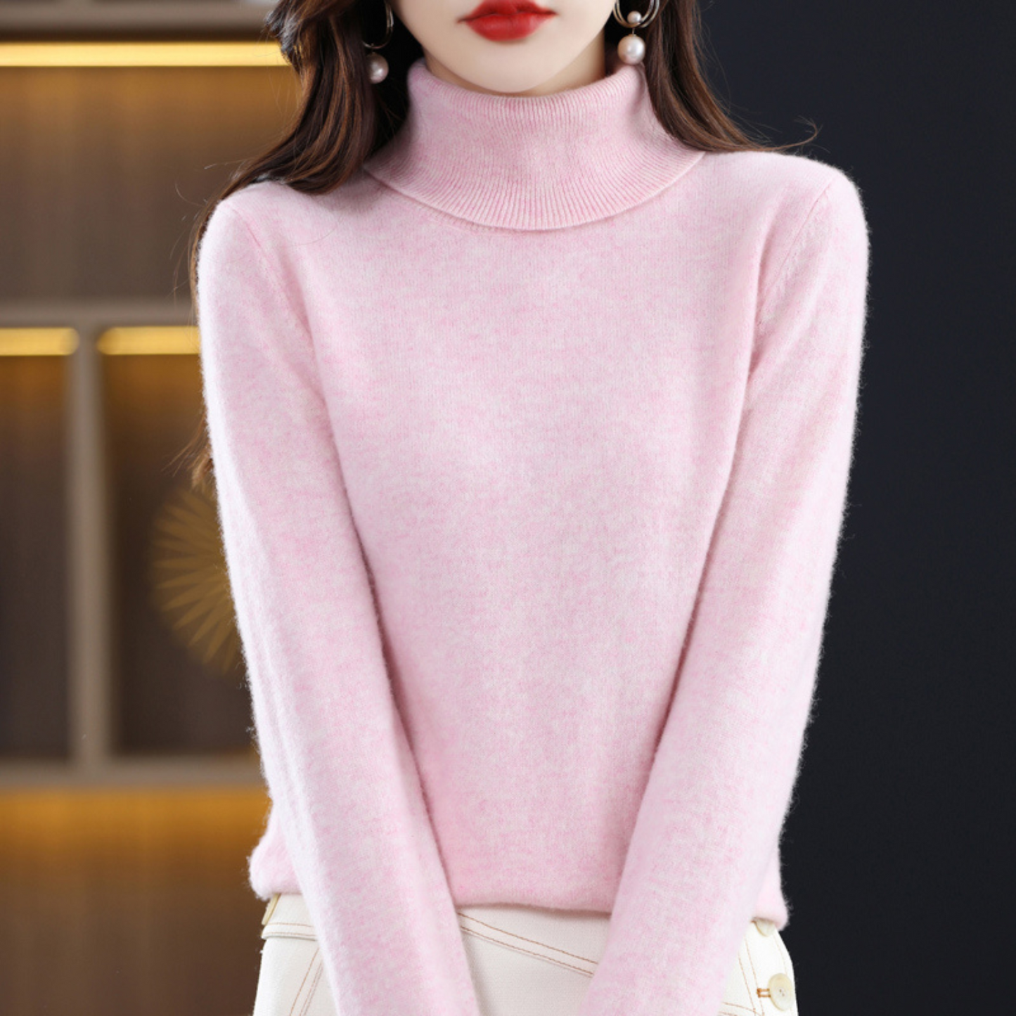 Emmie Women's Cashmere Turtleneck Sweater – Soft Premium Knit Offering Warmth and Light Comfort