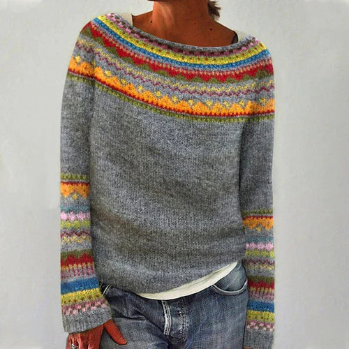 Maria Pull Femme – Tricot Automne Rétro Confortable & Élégant à Manches Longues