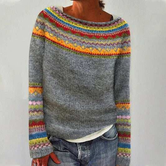 Maria Pull Femme – Tricot Automne Rétro Confortable & Élégant à Manches Longues