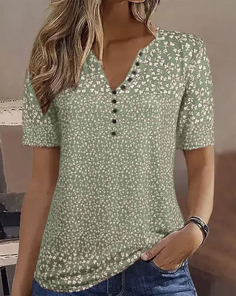 Summer Women's Naomi – Floral Print T-Shirt with Short Sleeves & Comfortable Stretch Fit
