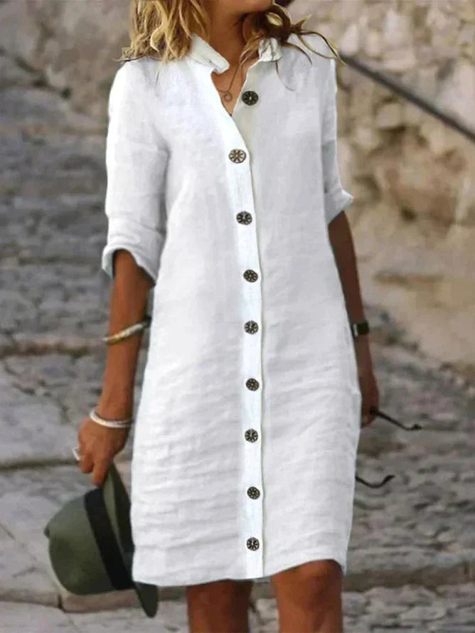 Emika Robe Unie Femme – Robe Classique Élégante & Polyvalente pour Tenues Quotidiennes