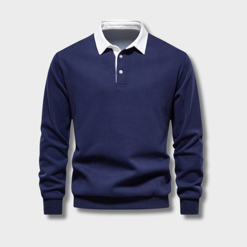 Hugo Men's Polo Sweater – Breathable Long Sleeve Sweatshirt with Classic Collar & Timeless Style