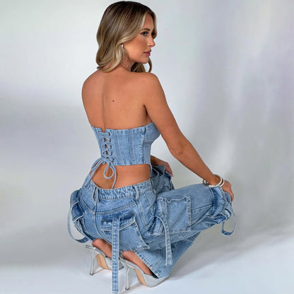 Jutta Jean Cargo Femme – Pantalon Taille Haute avec Poches Utilitaires & Coupe Décontractée