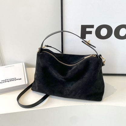 Maëlle Sac à Épaule Femme – Sac Suède Élégant avec Anse Similicuir & Grand Compartiment