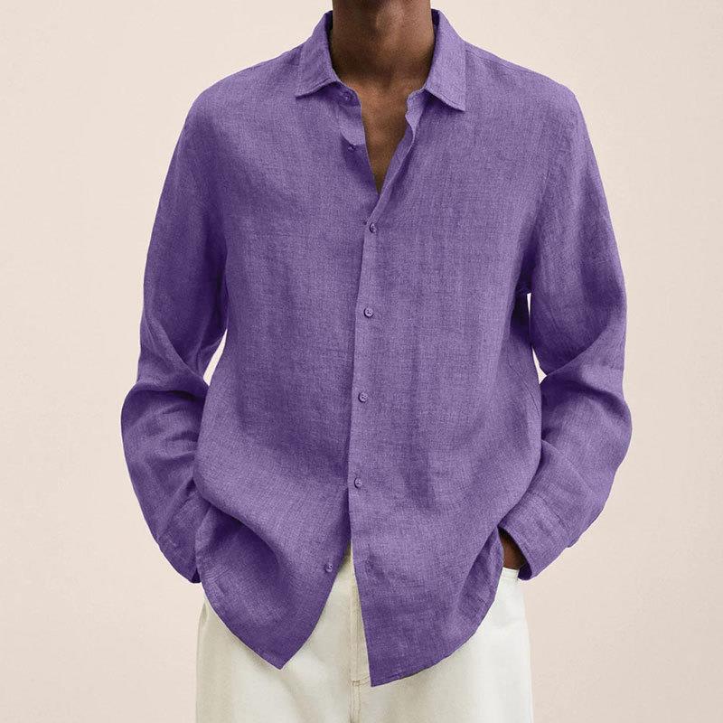 Giovanni Chemise Homme – Lin Respirant, Manches Longues, Design Classique & Élégant