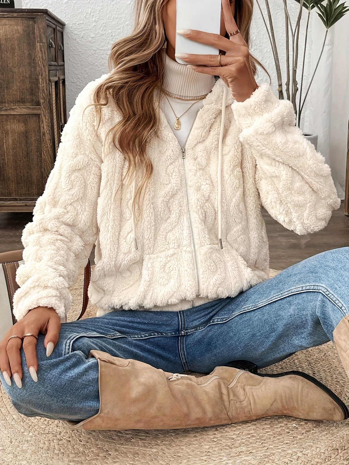 Francesca Veste Femme – Veste Zippée à Capuche en Polaire Douce & Chaude pour Automne/Hiver