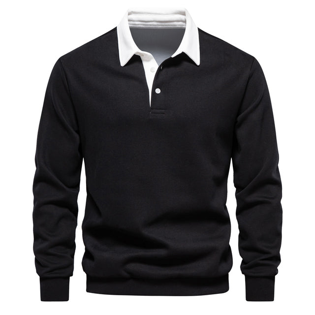 Hugo Men's Polo Sweater – Breathable Long Sleeve Sweatshirt with Classic Collar & Timeless Style