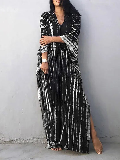 Amélie Robe Kaftan Femme – Robe Bohème Batik Légère à Coupe Ample pour Été Décontracté