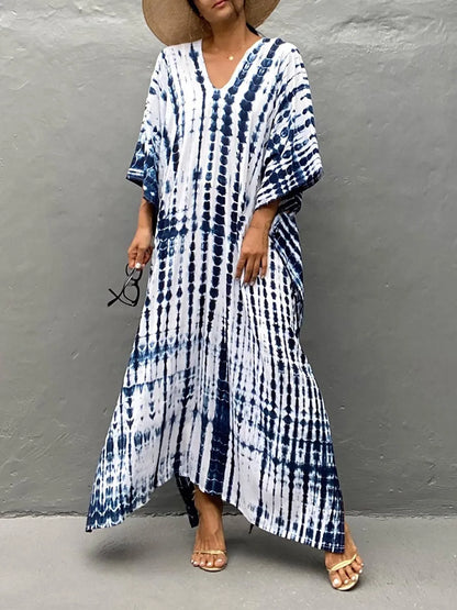 Janne Robe Caftan Longue Femme – Robe Maxi d’Été Légère et Fluide au Style Bohème Chic