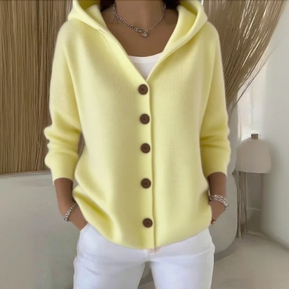 Rosie Gilet à Capuche en Tricot pour Femme – Coupe Droite Chaleureuse à l’Aspect Cachemire
