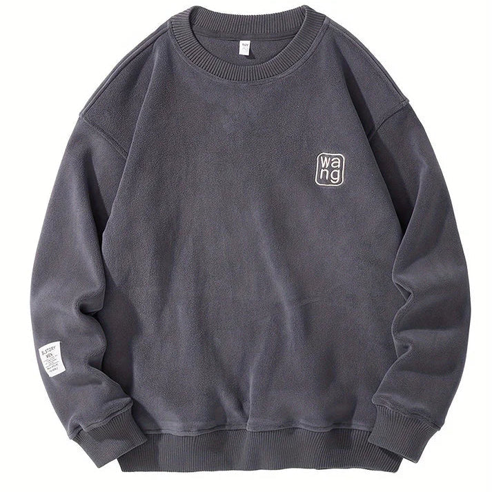 Casual Round Neck Sweater with Embroidered Letters for Men
