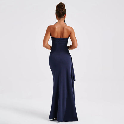 Noble Robe Longue Femme – Robe Bustier Élégante à Dos Nu et Jupe Longue Évasée