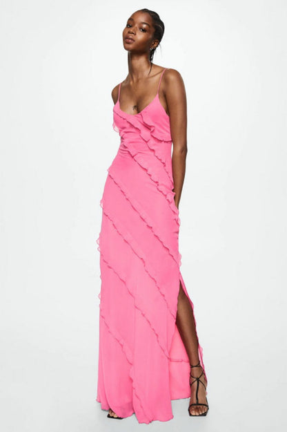 Robe Longue Femme Ashtine – Robe d’Été Légère à Volants avec Jupe à Étages & Look de Plage