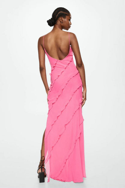 Robe Longue Femme Ashtine – Robe d’Été Légère à Volants avec Jupe à Étages & Look de Plage