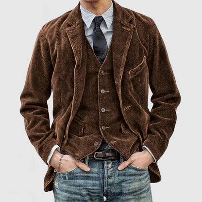 James Blazer Homme en Velours Côtelé – Élégant, Chaud & Polyvalent avec Gilet Moderne