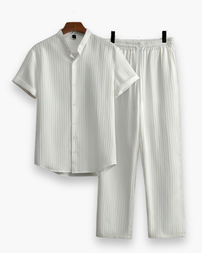 Josh Ensemble Homme Été – Chemise à Manches Courtes & Pantalon Léger et Décontracté