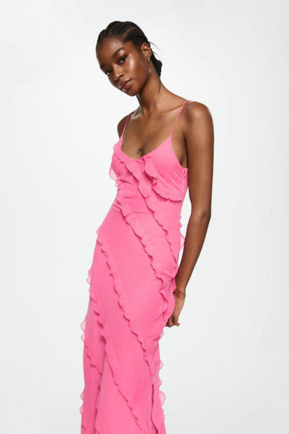 Robe Longue Femme Ashtine – Robe d’Été Légère à Volants avec Jupe à Étages & Look de Plage