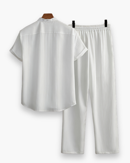 Josh Ensemble Homme Été – Chemise à Manches Courtes & Pantalon Léger et Décontracté