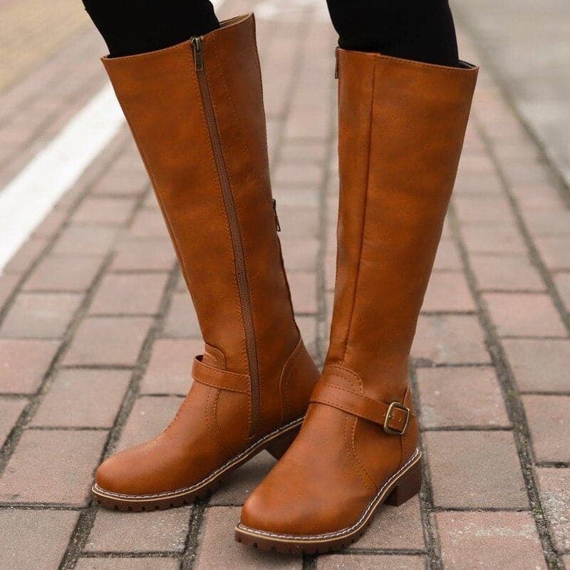 Megan Bottes Hautes Femme – Talon Bloc Confortable & Bout Rond Élégant