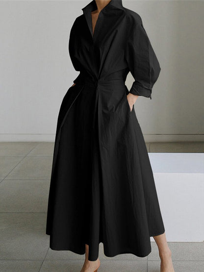 Lucie Robe Midi Femme – Coupe flatteuse avec boutons et design léger & intemporel