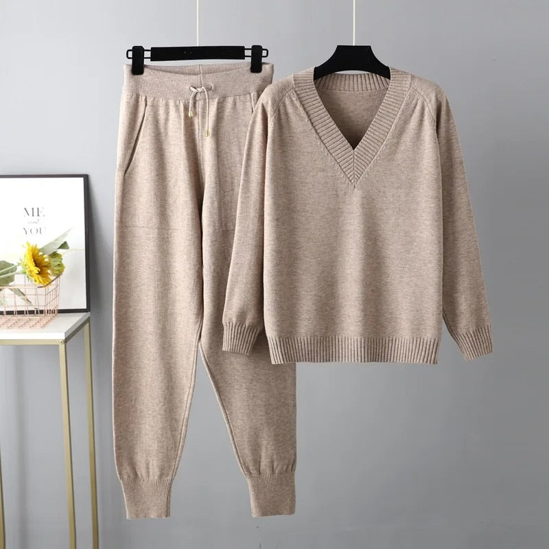 Margot Ensemble Femme – Pull & Pantalon en Maille Premium, Style Chic & Confort Élégant