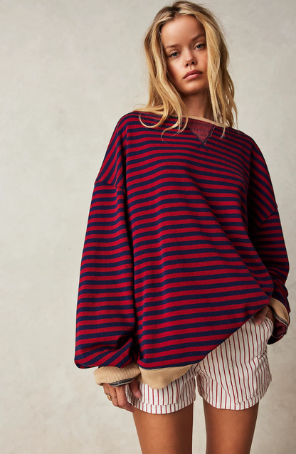 Mare Pull Femme Oversize – Sweat Rayé Confortable & Casual au Style Moderne
