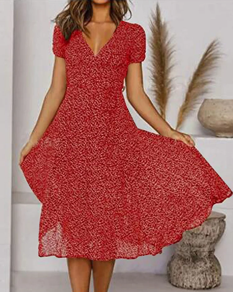 Elise Women's Chiffon Dress – Lightweight Floral Print, V-Neck & Flowing Summer Fit