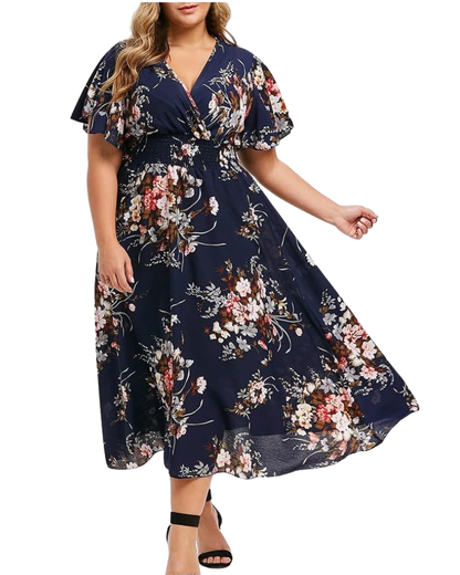 Claire Bohemian Women's Dress – Off-Shoulder, Ruffles, Flowing Midi Cut for Summer