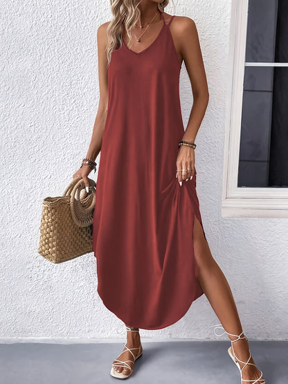 Harley Robe Cami Femme – Robe Légère d’Été à Bretelles, Coupe Ample & Col en V Respirant