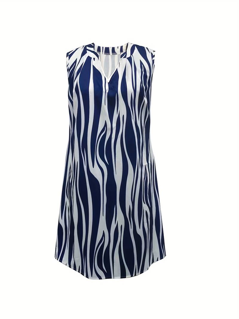 Norah Robe Courte Femme – Robe Sans Manches à Rayures pour Été & Look Décontracté