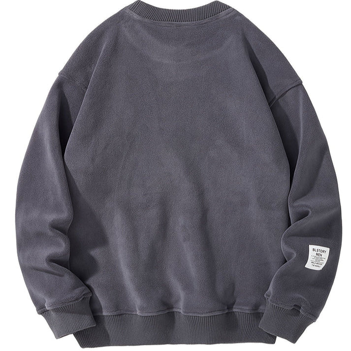 Casual Round Neck Sweater with Embroidered Letters for Men