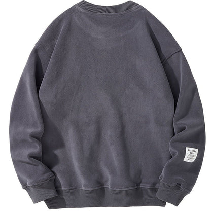 Casual Round Neck Sweater with Embroidered Letters for Men