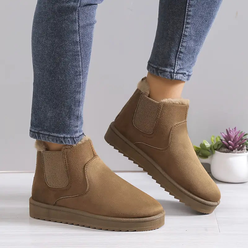 Millie Bottines Femme – Chaudes Bottines à Enfiler avec Doublure Fausse Fourrure & Semelle Robuste