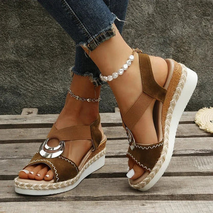 Willow Sandales Compensées Femme – Sandales d'Été Glamour avec Talons Confortables et Look Riviera
