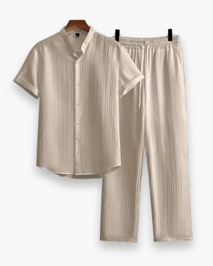 Josh Ensemble Homme Été – Chemise à Manches Courtes & Pantalon Léger et Décontracté