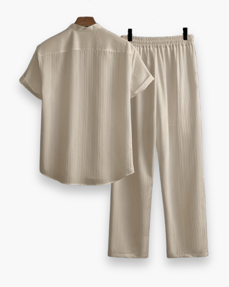 Josh Ensemble Homme Été – Chemise à Manches Courtes & Pantalon Léger et Décontracté