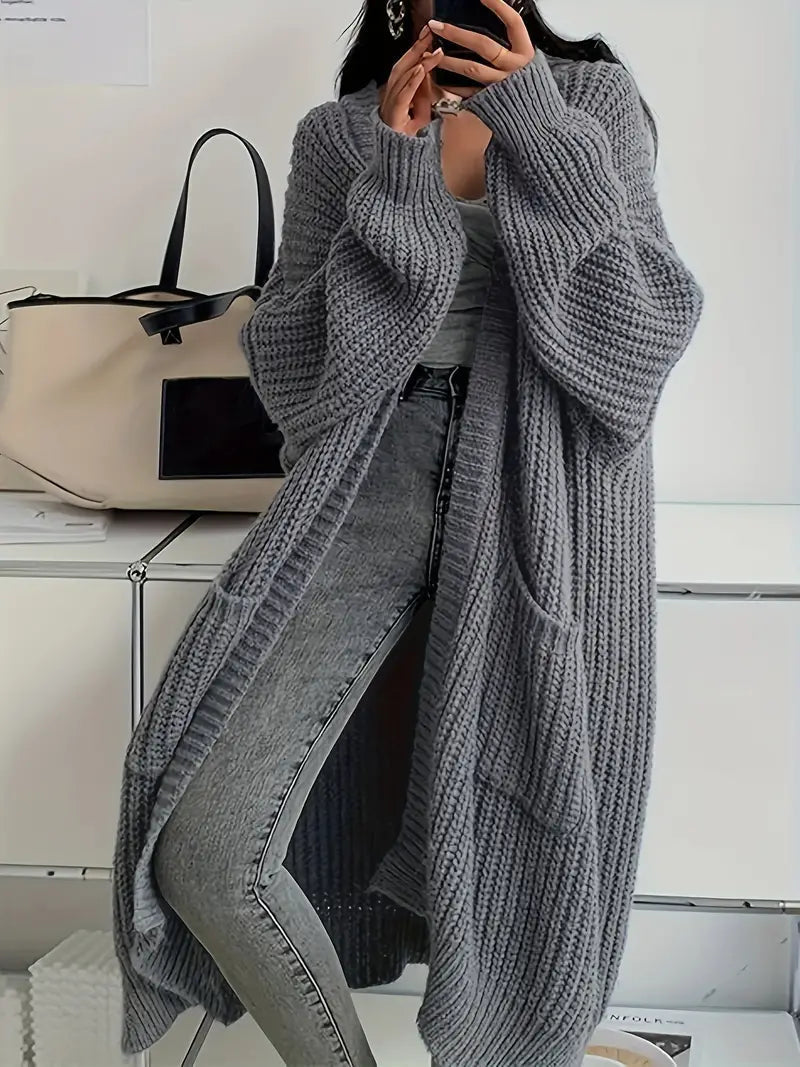 Marina Gilet Femme – Long Gilet Tricoté Doux & Élégant pour Automne avec Coupe Confortable