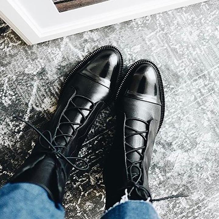 Zuriel Bottes Femme – Bottes Hautes Élégantes à Talon & Lacets en Cuir Premium