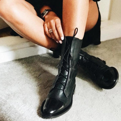 Zuriel Bottes Femme – Bottes Hautes Élégantes à Talon & Lacets en Cuir Premium