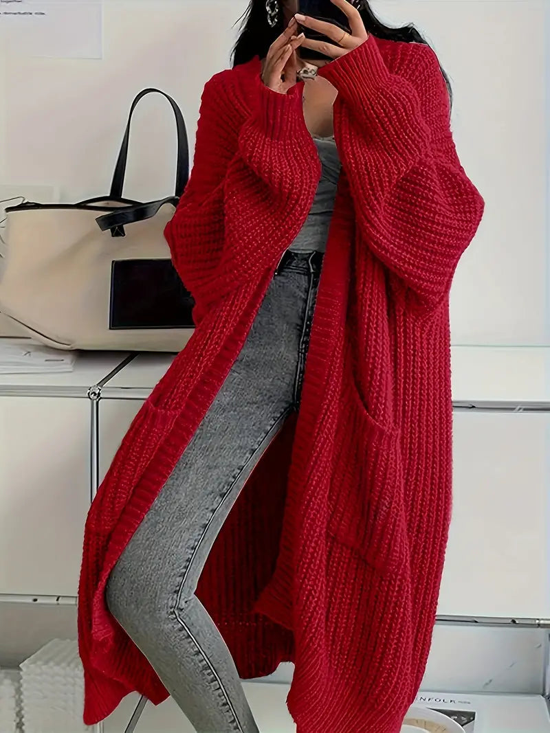 Marina Gilet Femme – Long Gilet Tricoté Doux & Élégant pour Automne avec Coupe Confortable