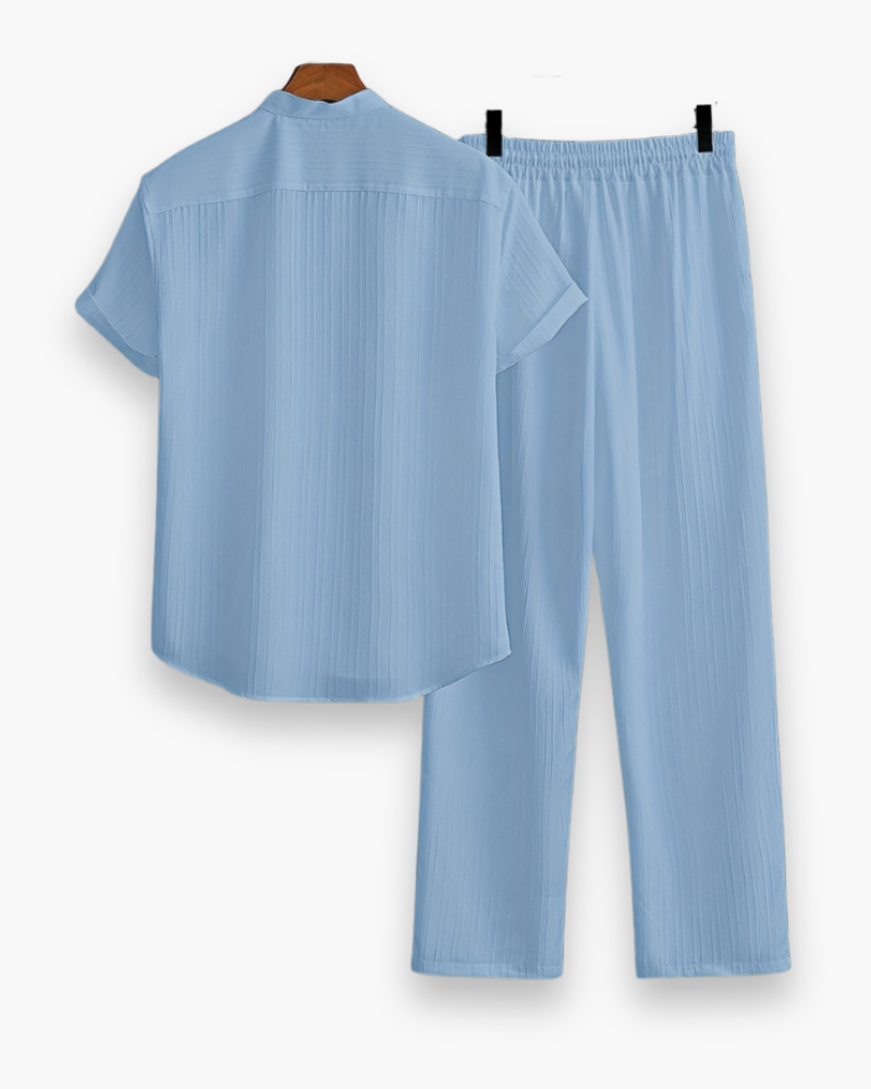Josh Ensemble Homme Été – Chemise à Manches Courtes & Pantalon Léger et Décontracté