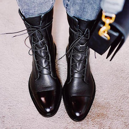 Zuriel Bottes Femme – Bottes Hautes Élégantes à Talon & Lacets en Cuir Premium
